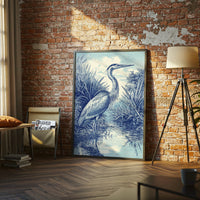 Retro Heron Illustration Home Art Décor Poster Print