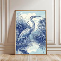 Retro Heron Illustration Home Art Décor Poster Print