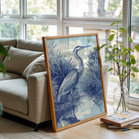 Retro Heron Illustration Home Art Décor Poster Print