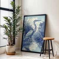 Retro Heron Illustration Home Art Décor Poster Print