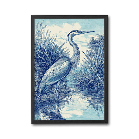 Retro Heron Illustration Home Art Décor Poster Print