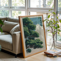 Nostalgic Japanese Tree Fine Print, Tranquil Nature Landscape Wall Décor Poster, Asian Botanical Decor for Living Room or Bedroom