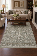Vintage Modern Area Rug – Dark Green in a living room