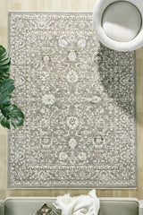 Vintage Modern Area Rug – Dark Green in a living room