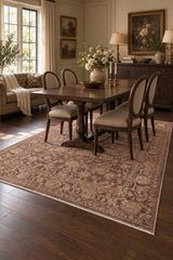 Vintage Modern Area Rug – Dusty Rose in a dining room