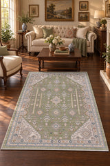 Vintage Modern Area Rug – Green in a living room