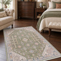 Vintage Modern Area Rug – Green in a bedroom