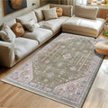 Vintage Modern Area Rug – Green in a living room