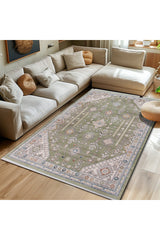 Vintage Modern Area Rug – Green in a living room