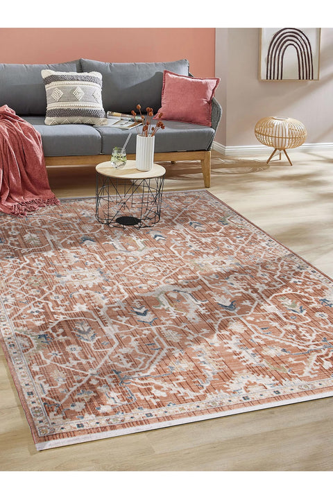 Vintage Modern Area Rug – Terracotta in a living room