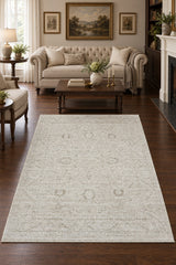 Vintage Modern Area Rug – White in a living room