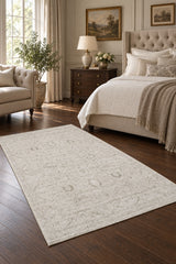 Vintage Modern Area Rug – White in a bedroom