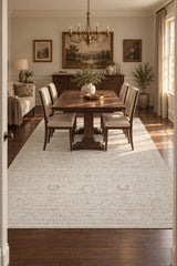 Vintage Modern Area Rug – White in a dining room