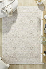 Vintage Modern Area Rug – White in a living room