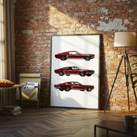 Retro Red Ford Mustang GT Décor Poster – Traditional Car Home Wall Print