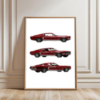 Retro Red Ford Mustang GT Décor Poster – Traditional Car Home Wall Print