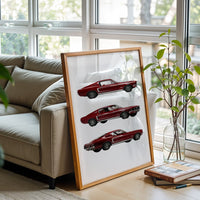 Retro Red Ford Mustang GT Décor Poster – Traditional Car Home Wall Print