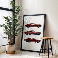 Retro Red Ford Mustang GT Décor Poster – Traditional Car Home Wall Print
