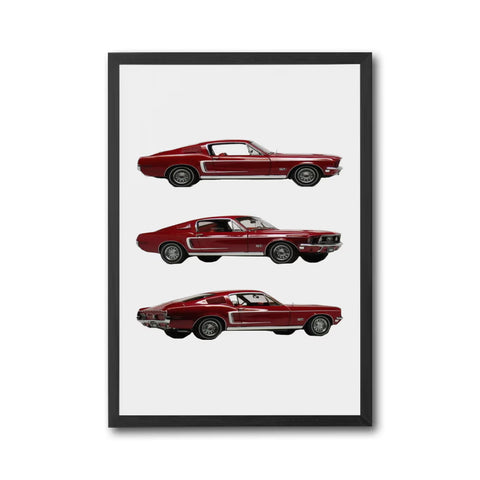 Retro Red Ford Mustang GT Décor Poster – Traditional Car Home Wall Print