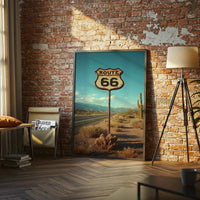 Heritage Route 66 Sign Home Art Print – Retro Highway Road Sign Print