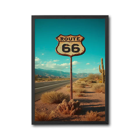 Heritage Route 66 Sign Home Art Print – Retro Highway Road Sign Print