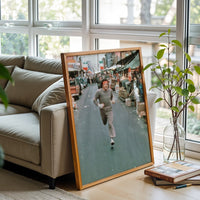 Retro Running Street Scene Décor Poster, Retro Athletic Wall Décor