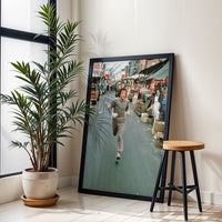 Retro Running Street Scene Décor Poster, Retro Athletic Wall Décor