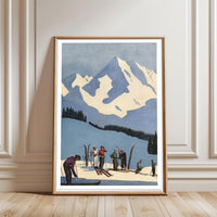 Nostalgic Skiing Scene Wall Print Décor Poster – Retro Winter Sports Print for Home Decor