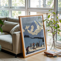 Nostalgic Skiing Scene Wall Print Décor Poster – Retro Winter Sports Print for Home Decor