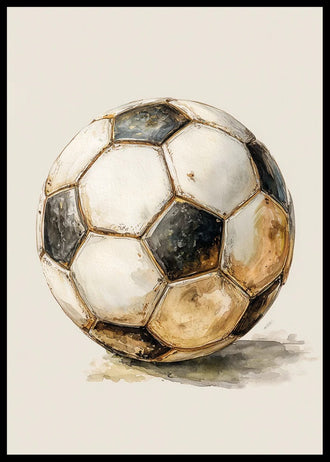 Vintage Soccer Ball Traditional Wall Art – Watercolor Sports Print