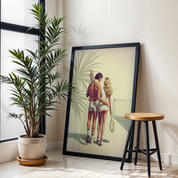 Heritage Tennis Couple Wall Print Poster