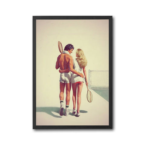 Heritage Tennis Couple Wall Print Poster