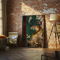 Retro Tiger and Cobra Floral Wall Décor Poster – Botanical Animal Print