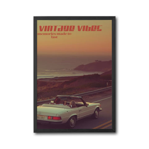 Retro Vibes Quote Wall Print – Retro Mercedes Convertible Print