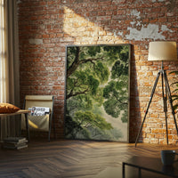 Retro Woodland Nature Illustration | Green Forest Canopy Wall Décor Poster | Tree Ceiling Botanical Décor Print