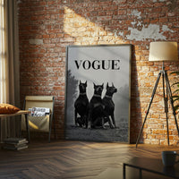 Vogue Doberman Wall Poster – Editorial Fashion Home Wall Poster of Three Dobermans