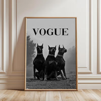 Vogue Doberman Wall Poster – Editorial Fashion Home Wall Poster of Three Dobermans