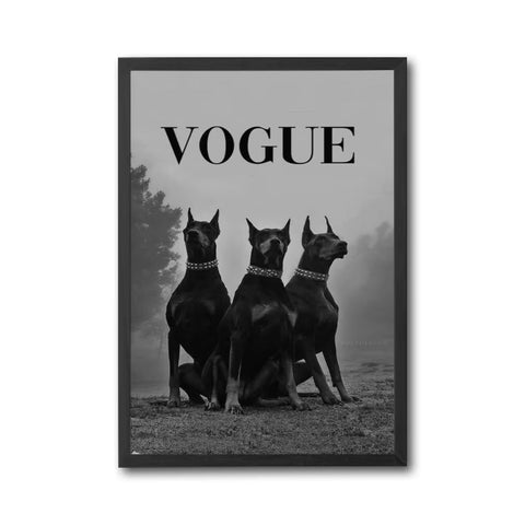 Vogue Doberman Wall Poster – Editorial Fashion Home Wall Poster of Three Dobermans