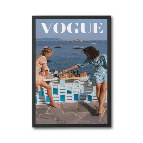 VOGUE Seaside Chess Editorial Wall Poster, Coastal Fashion Wall Décor