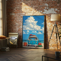 Volkswagen Van Beach Décor Poster, Retro Van Aesthetic Wall Décor