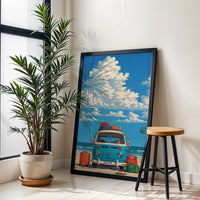Volkswagen Van Beach Décor Poster, Retro Van Aesthetic Wall Décor