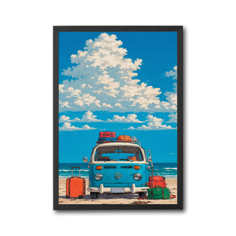 Volkswagen Van Beach Décor Poster, Retro Van Aesthetic Wall Décor