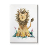 Watercolor Lion Cub Wall Art – Cute Floral Safari Nursery Print