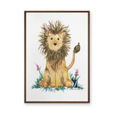Watercolor Lion Cub Wall Art – Cute Floral Safari Nursery Print