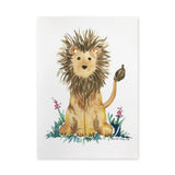 Watercolor Lion Cub Wall Art – Cute Floral Safari Nursery Print