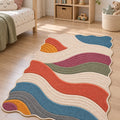 Wavy Abstract Area Rug – Blue & Gray in a nursery