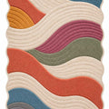 Wavy Abstract Area Rug – Blue & Gray