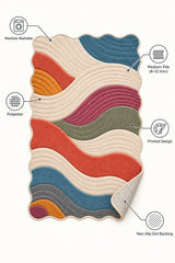 Wavy Abstract Area Rug – Blue & Gray – features