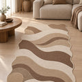 Wavy Abstract Area Rug – Brown in a living room