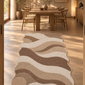 Wavy Abstract Area Rug – Brown in a dining room